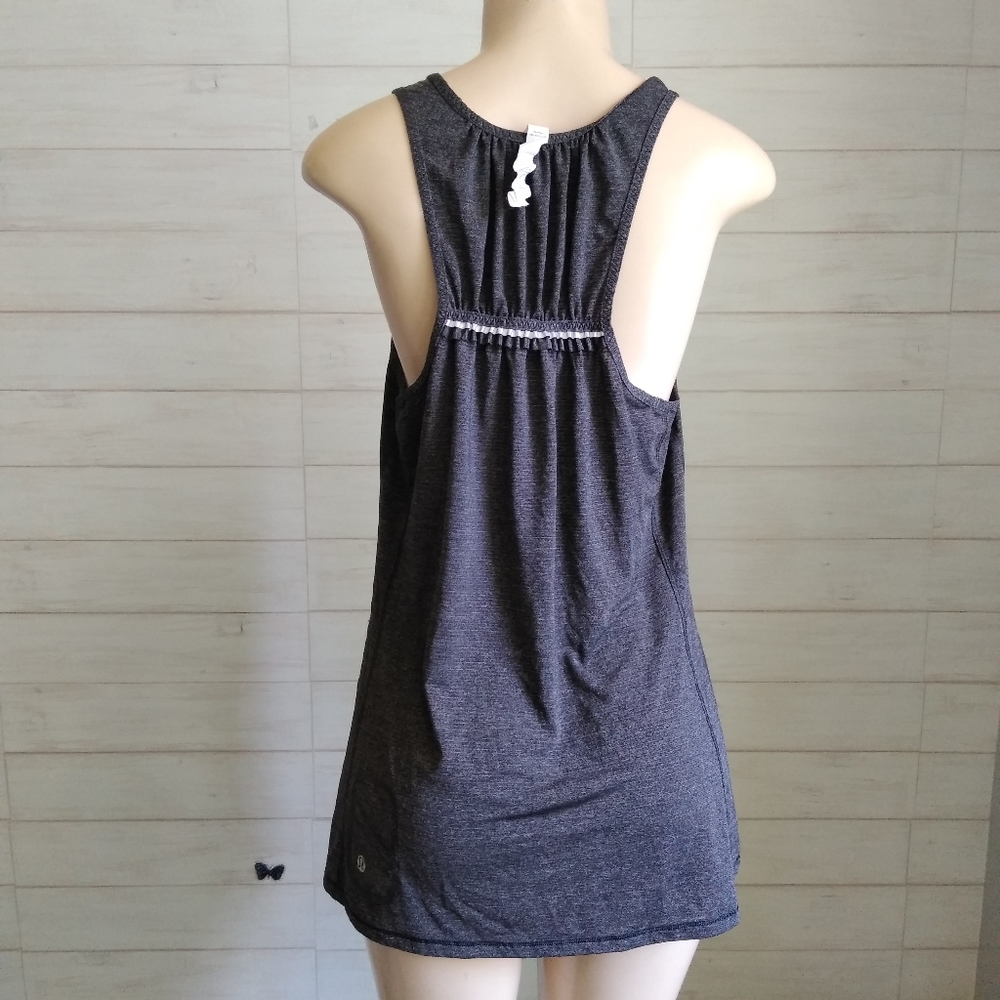 Lululemon Racer Back Gray Ruffle Tank Size 10